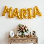 Flippy Baloane Folie Metalizate, Flippy, Set MARIA, Heliu sau Aer, Pai inclus, 40 cm, Auriu (177199)