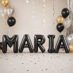 Flippy Baloane Folie Metalizate, Flippy, Set MARIA, Heliu sau Aer, Pai inclus, 40 cm, Negru (177590)