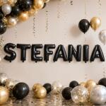 Flippy Baloane Folie Metalizate, Flippy, Set STEFANIA, Heliu sau Aer, Pai inclus, 40 cm, Negru (177599)