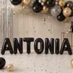 Flippy Baloane Folie Metalizate, Flippy, Set ANTONIA, Heliu sau Aer, Pai inclus, 40 cm, Negru (177604)