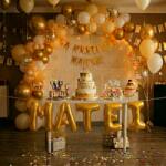 Flippy Baloane Folie Metalizate, Flippy, Set MATEI, Heliu sau Aer, Pai inclus, 40 cm, Auriu (177297)