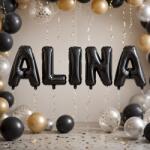 Flippy Baloane Folie Metalizate, Flippy, Set ALINA, Heliu sau Aer, Pai inclus, 40 cm, Negru (177601)
