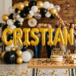 Flippy Baloane Folie Metalizate, Flippy, Set CRISTIAN, Heliu sau Aer, Pai inclus, 40 cm, Auriu (177279)