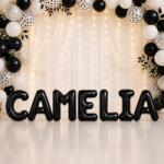 Flippy Baloane Folie Metalizate, Flippy, Set CAMELIA, Heliu sau Aer, Pai inclus, 40 cm, Negru (177714)