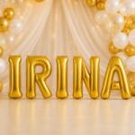 Flippy Baloane Folie Metalizate, Flippy, Set IRINA, Heliu sau Aer, Pai inclus, 40 cm, Auriu (177653)
