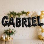 Flippy Baloane Folie Metalizate, Flippy, Set GABRIEL, Heliu sau Aer, Pai inclus, 40 cm, Negru (177542)