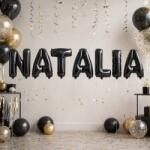 Flippy Baloane Folie Metalizate, Flippy, Set NATALIA, Heliu sau Aer, Pai inclus, 40 cm, Negru (177611)