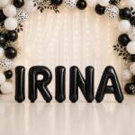 Flippy Baloane Folie Metalizate, Flippy, Set IRINA, Heliu sau Aer, Pai inclus, 40 cm, Negru (177704)