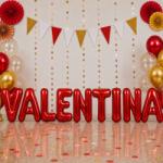 Flippy Baloane Folie Metalizate, Flippy, Set VALENTINA, Heliu sau Aer, Pai inclus, 40 cm, Rosu (177635)