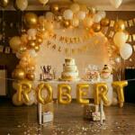 Flippy Baloane Folie Metalizate, Flippy, Set ROBERT, Heliu sau Aer, Pai inclus, 40 cm, Auriu (177294)