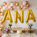 Flippy Baloane Folie Metalizate, Flippy, Set ANA, Heliu sau Aer, Pai inclus, 40 cm, Auriu (177198)