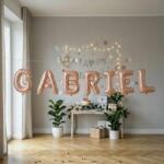 Flippy Baloane Folie Metalizate, Flippy, Set GABRIEL, Heliu sau Aer, Pai inclus, 40 cm, Rose Gold (177503)