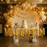 Flippy Baloane Folie Metalizate, Flippy, Set VALENTIN, Heliu sau Aer, Pai inclus, 40 cm, Auriu (177293)