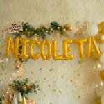 Flippy Baloane Folie Metalizate, Flippy, Set NICOLETA, Heliu sau Aer, Pai inclus, 40 cm, Auriu (177272)