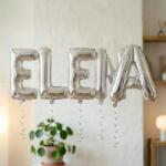 Flippy Baloane Folie Metalizate, Flippy, Set ELENA, Heliu sau Aer, Pai inclus, 40 cm, Argintiu (177427)