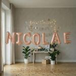 Flippy Baloane Folie Metalizate, Flippy, Set NICOLAE, Heliu sau Aer, Pai inclus, 40 cm, Rose Gold (177509)