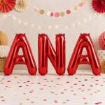 Flippy Baloane Folie Metalizate, Flippy, Set ANA, Heliu sau Aer, Pai inclus, 40 cm, Rosu (177614)
