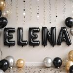 Flippy Baloane Folie Metalizate, Flippy, Set ELENA, Heliu sau Aer, Pai inclus, 40 cm, Negru (177591)