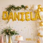 Flippy Baloane Folie Metalizate, Flippy, Set DANIELA, Heliu sau Aer, Pai inclus, 40 cm, Auriu (177261)