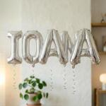 Flippy Baloane Folie Metalizate, Flippy, Set IOANA, Heliu sau Aer, Pai inclus, 40 cm, Argintiu (177428)