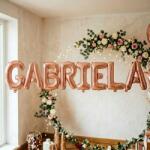 Flippy Baloane Folie Metalizate, Flippy, Set GABRIELA, Heliu sau Aer, Pai inclus, 40 cm, Rose Gold (177483)