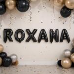 Flippy Baloane Folie Metalizate, Flippy, Set ROXANA, Heliu sau Aer, Pai inclus, 40 cm, Negru (177603)