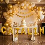Flippy Baloane Folie Metalizate, Flippy, Set CATALIN, Heliu sau Aer, Pai inclus, 40 cm, Auriu (177288)