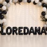 Flippy Baloane Folie Metalizate, Flippy, Set LOREDANA, Heliu sau Aer, Pai inclus, 40 cm, Negru (177711)