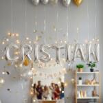 Flippy Baloane Folie Metalizate, Flippy, Set CRISTIAN, Heliu sau Aer, Pai inclus, 40 cm, Argintiu (177456)