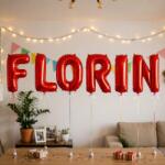 Flippy Baloane Folie Metalizate, Flippy, Set FLORIN, Heliu sau Aer, Pai inclus, 40 cm, Rosu (177571)