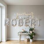 Flippy Baloane Folie Metalizate, Flippy, Set ROBERT, Heliu sau Aer, Pai inclus, 40 cm, Argintiu (177471)