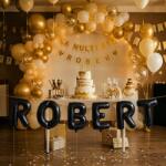 Flippy Baloane Folie Metalizate, Flippy, Set ROBERT, Heliu sau Aer, Pai inclus, 40 cm, Negru (177560)