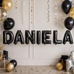 Flippy Baloane Folie Metalizate, Flippy, Set DANIELA, Heliu sau Aer, Pai inclus, 40 cm, Negru (177602)