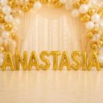 Flippy Baloane Folie Metalizate, Flippy, Set ANASTASIA, Heliu sau Aer, Pai inclus, 40 cm, Auriu (177648)