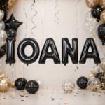 Flippy Baloane Folie Metalizate, Flippy, Set IOANA, Heliu sau Aer, Pai inclus, 40 cm, Negru (177592)