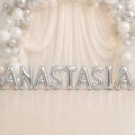 Flippy Baloane Folie Metalizate, Flippy, Set ANASTASIA, Heliu sau Aer, Pai inclus, 40 cm, Argintiu (177665)