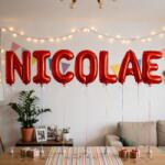 Flippy Baloane Folie Metalizate, Flippy, Set NICOLAE, Heliu sau Aer, Pai inclus, 40 cm, Rosu (177573)