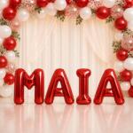 Flippy Baloane Folie Metalizate, Flippy, Set MAIA, Heliu sau Aer, Pai inclus, 40 cm, Rosu (177724)