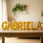 Flippy Baloane Folie Metalizate, Flippy, Set GABRIELA, Heliu sau Aer, Pai inclus, 40 cm, Auriu (177256)