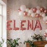 Flippy Baloane Folie Metalizate, Flippy, Set ELENA, Heliu sau Aer, Pai inclus, 40 cm, Rose Gold (177477)