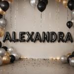 Flippy Baloane Folie Metalizate, Flippy, Set ALEXANDRA, Heliu sau Aer, Pai inclus, 40 cm, Negru (177594)