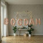 Flippy Baloane Folie Metalizate, Flippy, Set BOGDAN, Heliu sau Aer, Pai inclus, 40 cm, Rose Gold (177511)