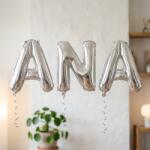 Flippy Baloane Folie Metalizate, Flippy, Set ANA, Heliu sau Aer, Pai inclus, 40 cm, Argintiu (177425)