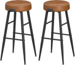 Vasagle Set 2 scaune de bar VASAGLE Ekho, tapitate PU, 76 cm, maro caramel (EZ-LBC090K01)