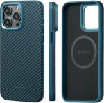 PITAKA Husa Pitaka MagEZ Pro 4, Aramida 1500D, pentru iPhone 15 Pro Max, MagSafe, Negru/Albastru (KI1508PMPA)