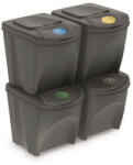 Prosperplast Set 4 cosuri de gunoi SORTIBOX III piatra gri, volum 4x25L Cos de gunoi