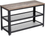 VASAGLE Raft pentru pantofi VASAGLE cu banca, 2 polite, stil industrial, 73 cm (EZ-LBS73MB) Pantofar