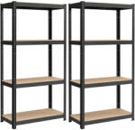 VASBÚTOR Fém tároló polc szett 2 db, nagy teherbírású tároló polcrendszer, 40 x 80 x 160 cm, 520 kg teherbírás, fekete (GLR048BZ01)