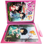 Linomag Carte de colorat cu apa tip Magic Book in limba engreza, Linomag®, Manga, Reutilizabila, Pentru fete si baieti de peste 3 ani (ccm) Carte de colorat