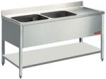 DIAMOND Masa inox DIAMOND L1421D/6, chiuveta 2 rezervoare, 1 suprafata de scurgere (L1421D/6)